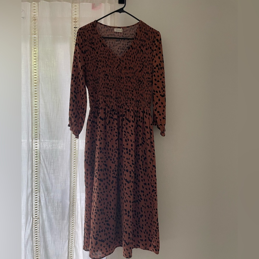 Roolee Textured Cheetah Print Dress